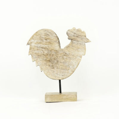 Mango Wood Rooster On A Stand - Two Sizes