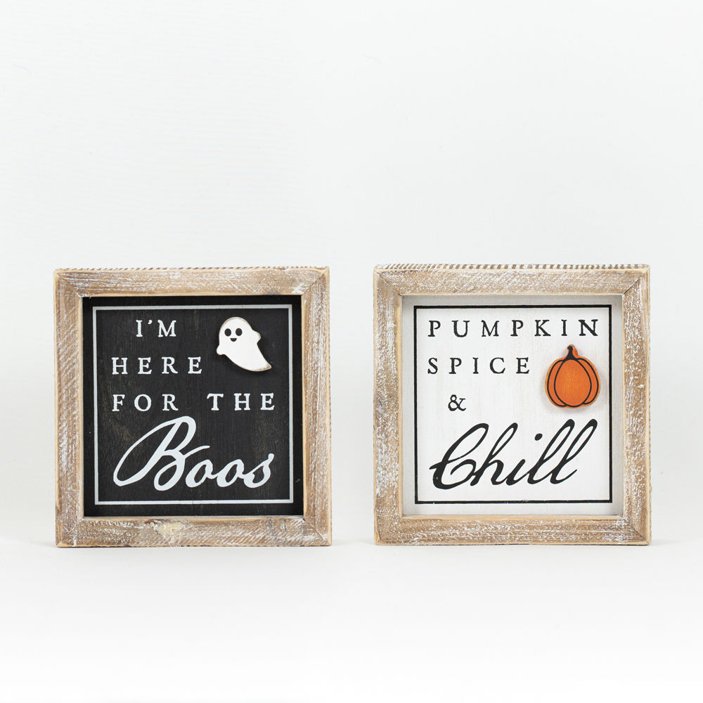 Reversible Here for the Boos/Pumpkin Spice Block Sign