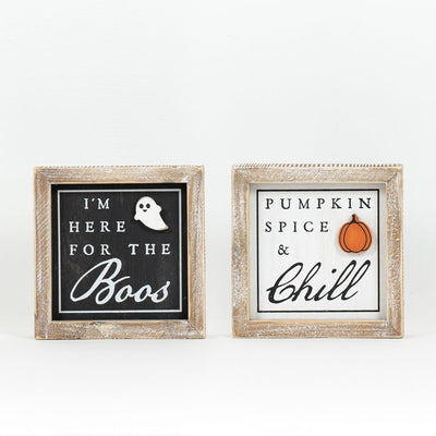 Reversible Here for the Boos/Pumpkin Spice Block Sign_CLEARANCE