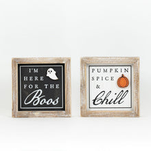 Load image into Gallery viewer, Reversible Here for the Boos/Pumpkin Spice Block Sign
