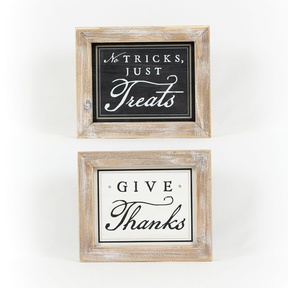 Reversible Tricks Just Treats/Give Thanks Block Sign