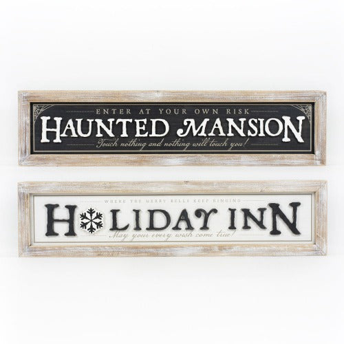 Reversible Haunted Mansion/Holiday Inn Block Sign