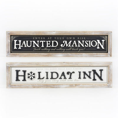 Reversible Haunted Mansion/Holiday Inn Block Sign