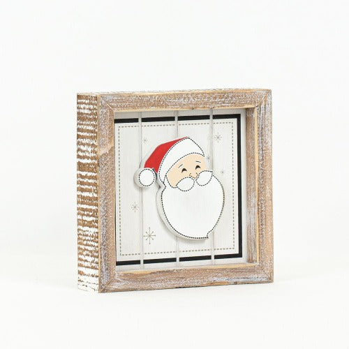 Reversible Wood Framed Santa & Snowflake Sign santa