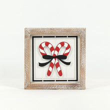 Load image into Gallery viewer, Reversible Wood Framed Star &amp; Candy Cane Sign
