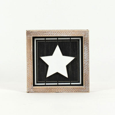 Reversible Wood Framed Star & Candy Cane Sign star