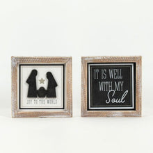 Load image into Gallery viewer, Reversible Wood Framed It Is Well &amp; Joy To The World Sign
