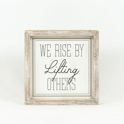 Reversible Wood Framed Cold Days & We Rise Sign we rise by lifting