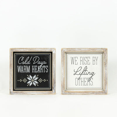 Reversible Wood Framed Cold Days & We Rise Sign