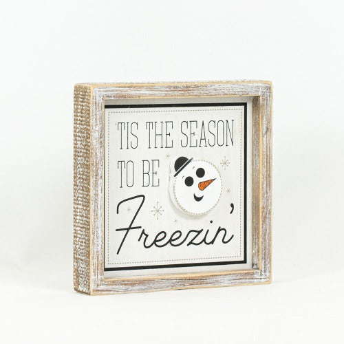 Reversible Wood Framed Tis The Season & Let's Cuddle Sign tis the season