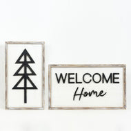Reversible Wood Framed Welcome Home & Tree Sign