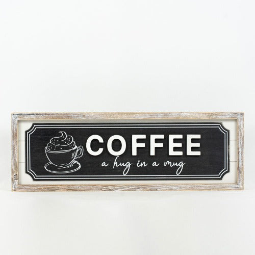 Reversible Wood Framed Hot Cocoa & Coffee Sign coffee