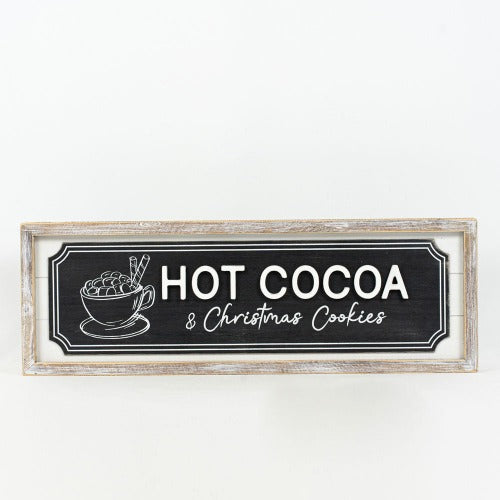 Reversible Wood Framed Hot Cocoa & Coffee Sign hot cocoa