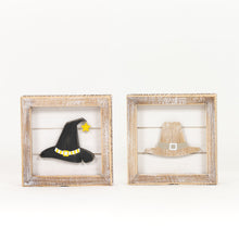 Load image into Gallery viewer, Reversible Witch/Pilgrim Hat Block Sign_CLEARANCE
