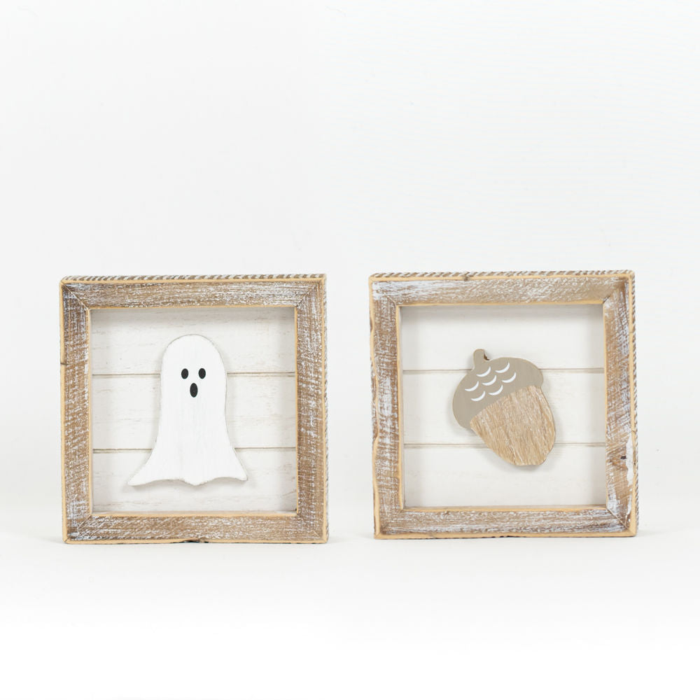 Reversible Ghost/Acorn Block Sign_CLEARANCE