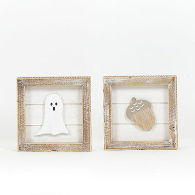 Reversible Ghost/Acorn Block Sign_CLEARANCE