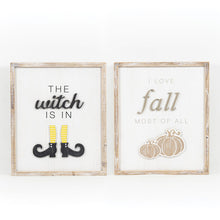 Load image into Gallery viewer, Reversible The Witch Is In/I Love Fall Most of All Block Sign
