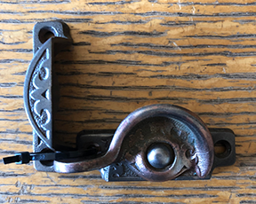 Antique Decorative Cast Iron & Bronze Window Sash Lock - 2⅝"