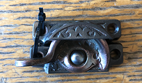 Antique Decorative Cast Iron & Bronze Window Sash Lock - 2⅝"