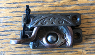 Antique Decorative Cast Iron & Bronze Window Sash Lock - 2⅝