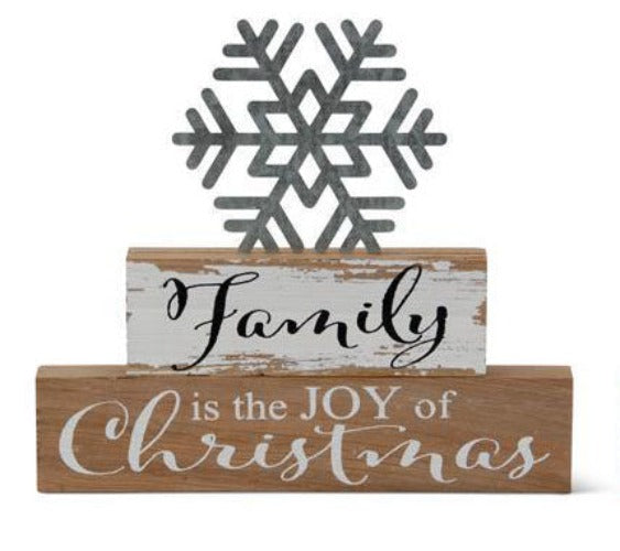 Assorted Brick Tabletop Signs With Cutout Galvanized Snowflake family