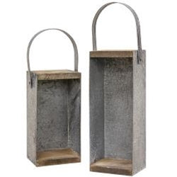 Rustic Galvanized Metal Candle Box Set