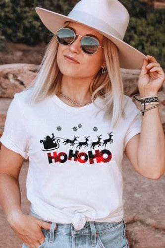 Ho Ho Ho Plaid Adult Graphic Tee