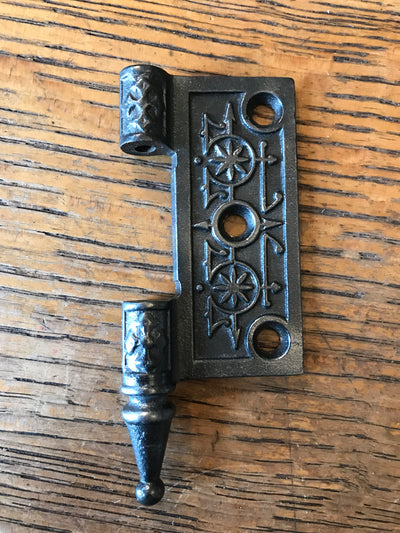 Antique Decorative Cast Iron Door Hinge - Right Half Only - 3" x 3"