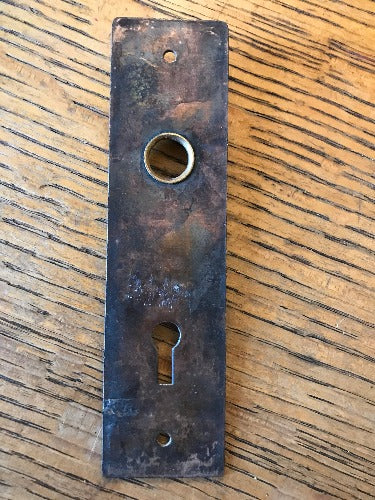 Antique Stamped Steel Door Plate - 1⅜" x 5½" back