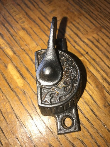 Antique Daisy Decorative Cast Iron Window Sash Lock - No Keeper - 2⅝"