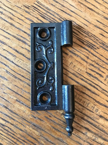 Antique Cast Iron  Door Hinge, Left Half Only - 3½" x 3" front