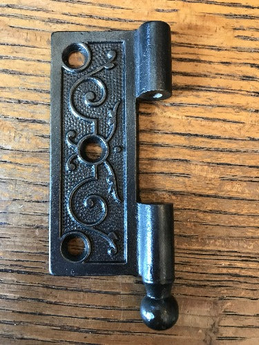 Antique Cast Iron  Door Hinge, Left Half Only - 3½" x 3" front