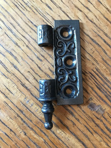 Antique Cast Iron Door Hinge, Right Half Only - 3" x 2½" front