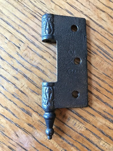 Antique Cast Iron Door Hinge, Left Half Only - 3" x 2½" back