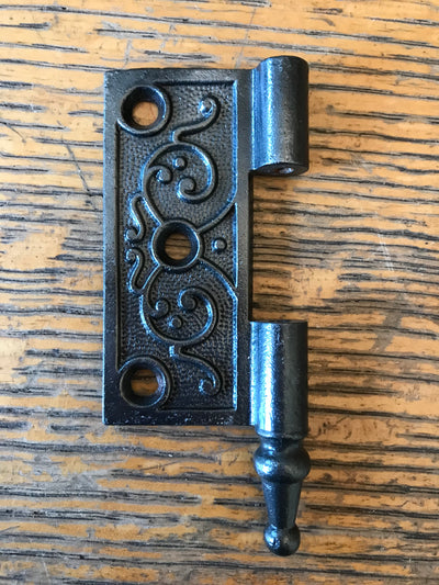 Antique Decorative Cast Iron Door Hinge - Left Half Only - 3" x 3"