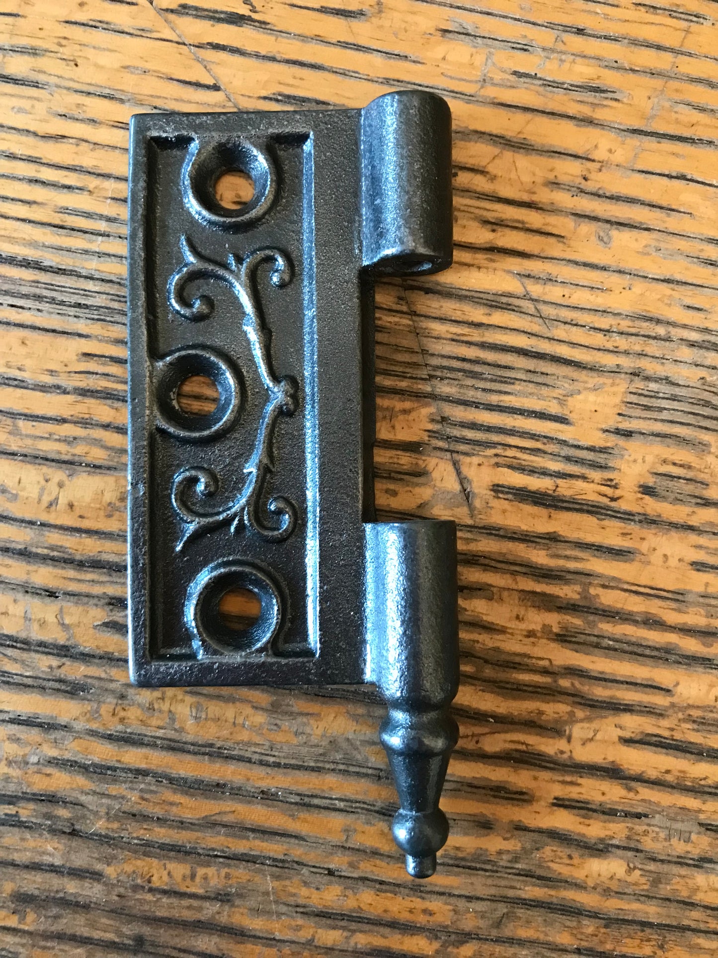 Antique Decorative Cast Iron Door Hinge - Left Half Only - 3" x 3"