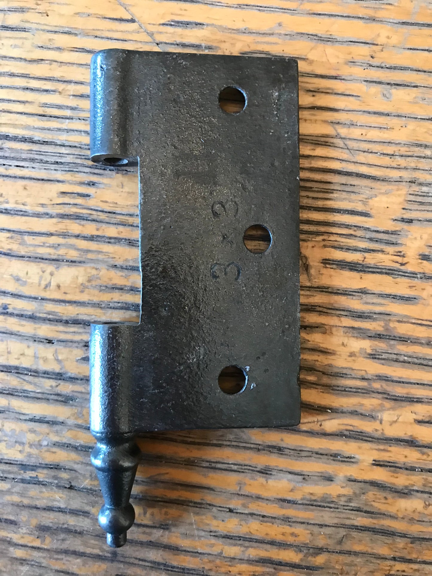 Antique Decorative Cast Iron Door Hinge - Left Half Only - 3" x 3"