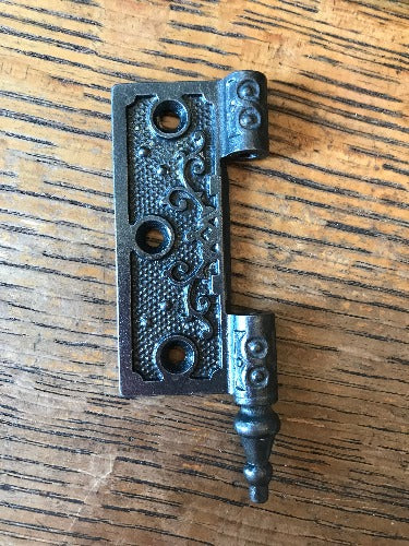 Antique Cast Iron  Door Hinge, Left Half Only - 3½" x 3" front