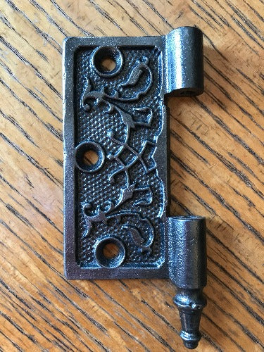 Antique Cast Iron Steeple Tip Door Hinge, Left Half Only - 3½" x 3½"