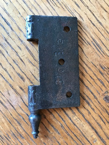 Antique Cast Iron Steeple Tip Door Hinge, Left Half Only - 3½" x 3½" back