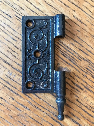 Antique Cast Iron Steeple Tip Door Hinge, Left Half Only - 3½" x 3½"