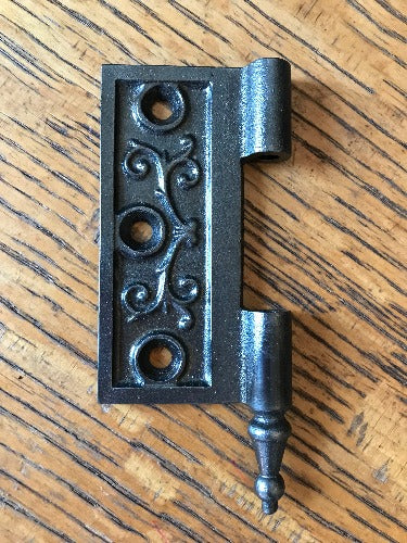 Antique Cast Iron Steeple Tip Door Hinge, Left Half Only - 3½" x 3½"