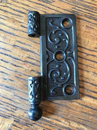 Antique Cast Iron Ball Tip Door Hinge, Right Half Only - 3½" x 3½" front