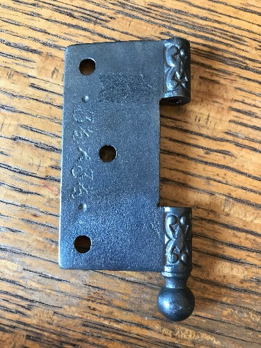 Antique Cast Iron Ball Tip Door Hinge, Right Half Only - 3½" x 3½" back