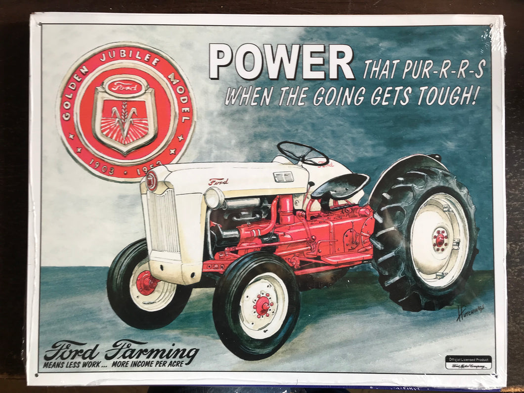 Power That Pur-r-r-s Ford Farming Tin Sign