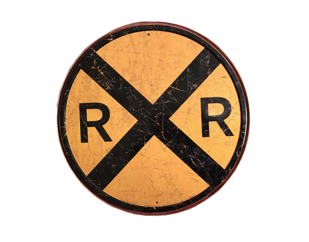 Railroad Crossing Tin Sign