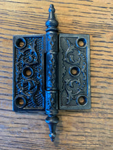 Load image into Gallery viewer, Antique Decorative Cast Iron Steeple Tip Door Hinge - 3&quot; x 3&quot;
