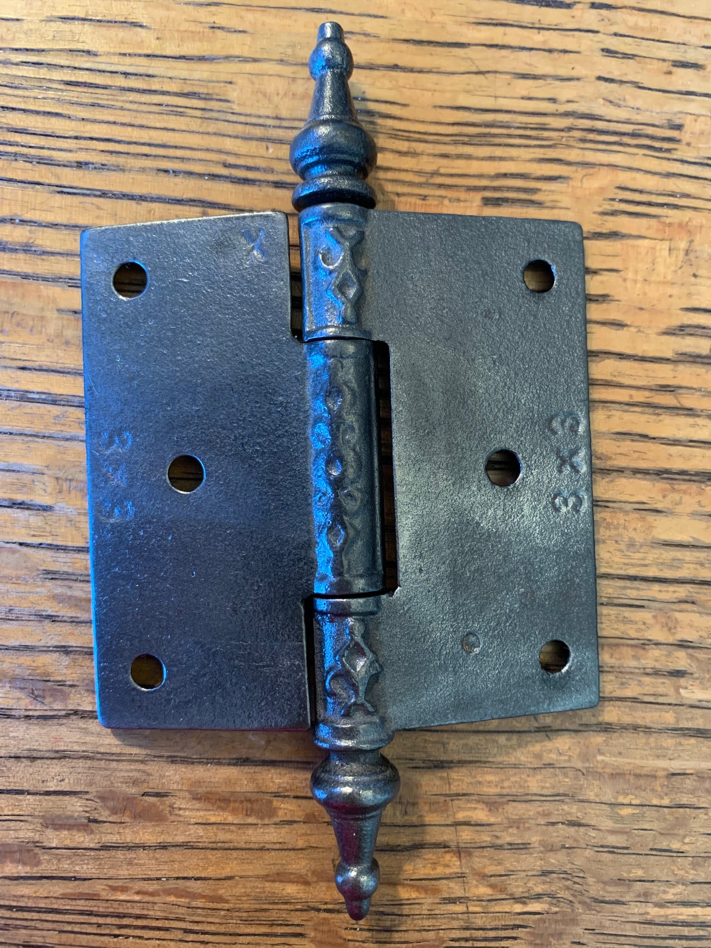 Antique Decorative Cast Iron Steeple Tip Door Hinge - 3" x 3"