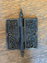 Load image into Gallery viewer, Antique Decorative Cast Iron Steeple Tip Door Hinge - 4½&quot; x 4½&quot;
