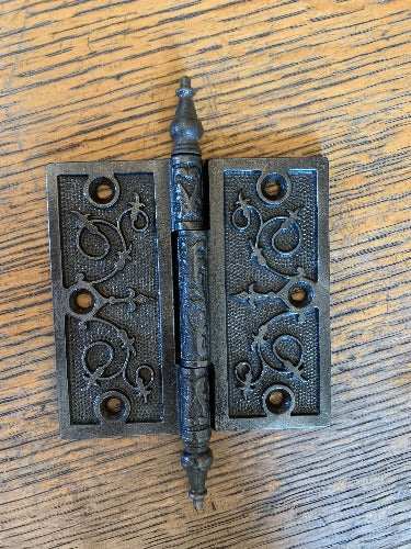 Antique Decorative Cast Iron Steeple Tip Door Hinge - 4½